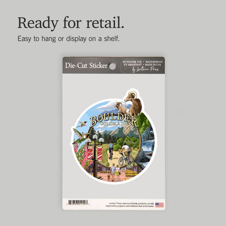 Lantern Press - Wholesale Sticker - STICKERS Boulder, Colorado, Montage Views8