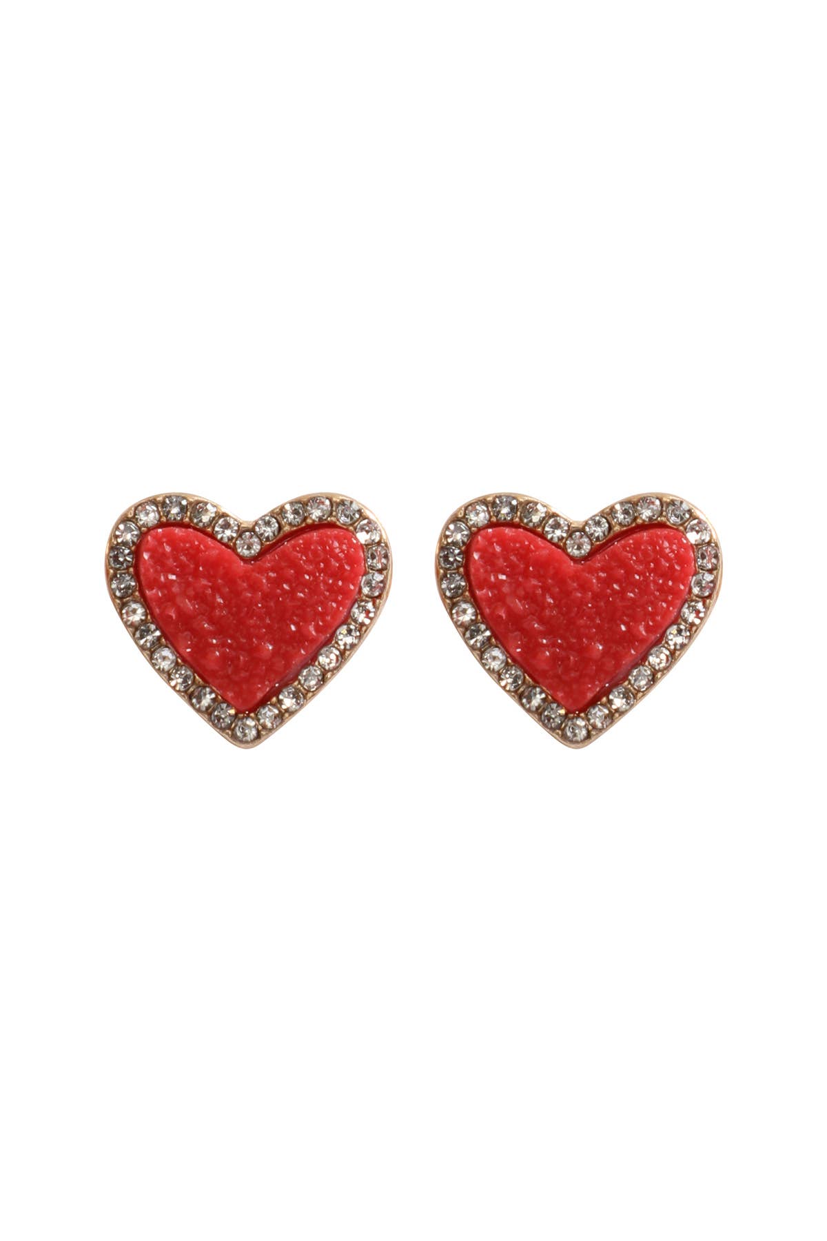 MYS Wholesale Inc - Wholesale Stud/Post Earrings - Valentine Heart Druzy With Rhinestone Post Earrings10