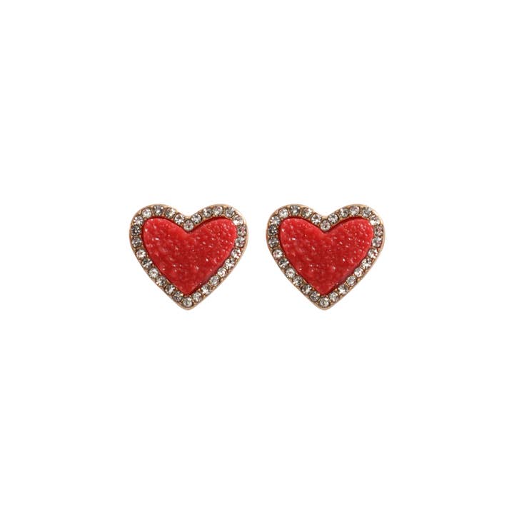 MYS Wholesale Inc - Wholesale Stud/Post Earrings - Valentine Heart Druzy With Rhinestone Post Earrings10