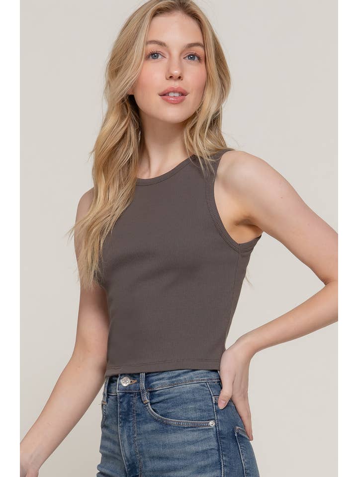 Active Basic | Active USA - Venta al por mayor Camiseta sin mangas - Mujer - Top sin mangas de punto acanalado de algodón y spandex con cuello redondo45