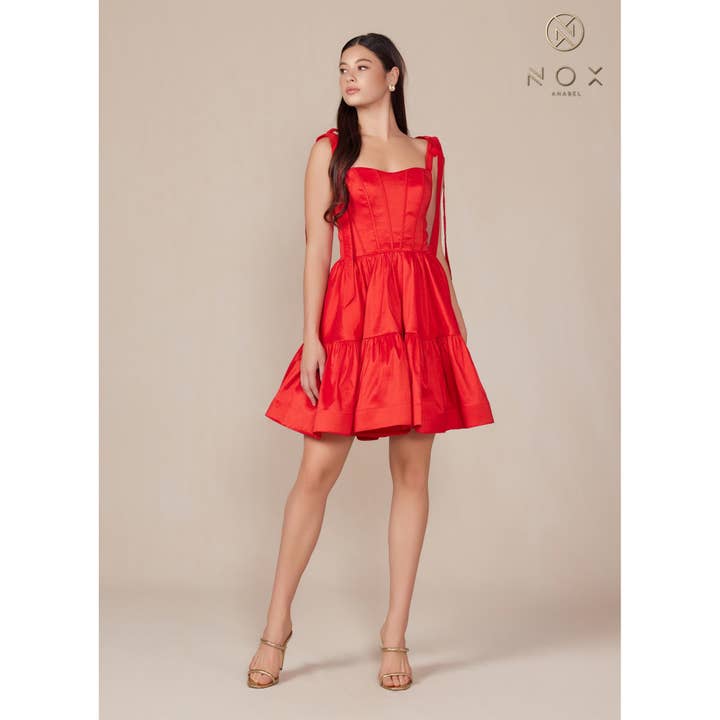 Noxanabel - Wholesale Dress - Women's - Tie- Strap Corset Fit & Flare Wedding Dress T86910