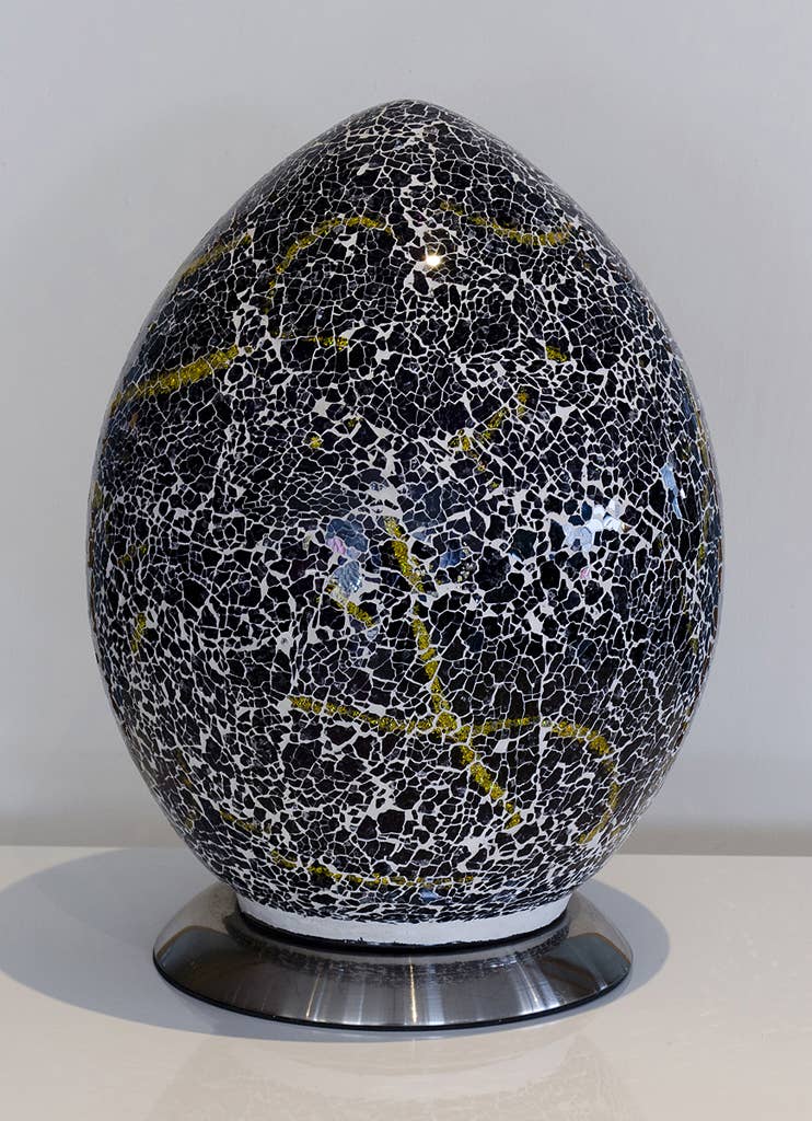 Febland - Vente Lampes d'appoint/de bureau - Lampe Œuf en Verre Mosaïque 30cm - Violet1