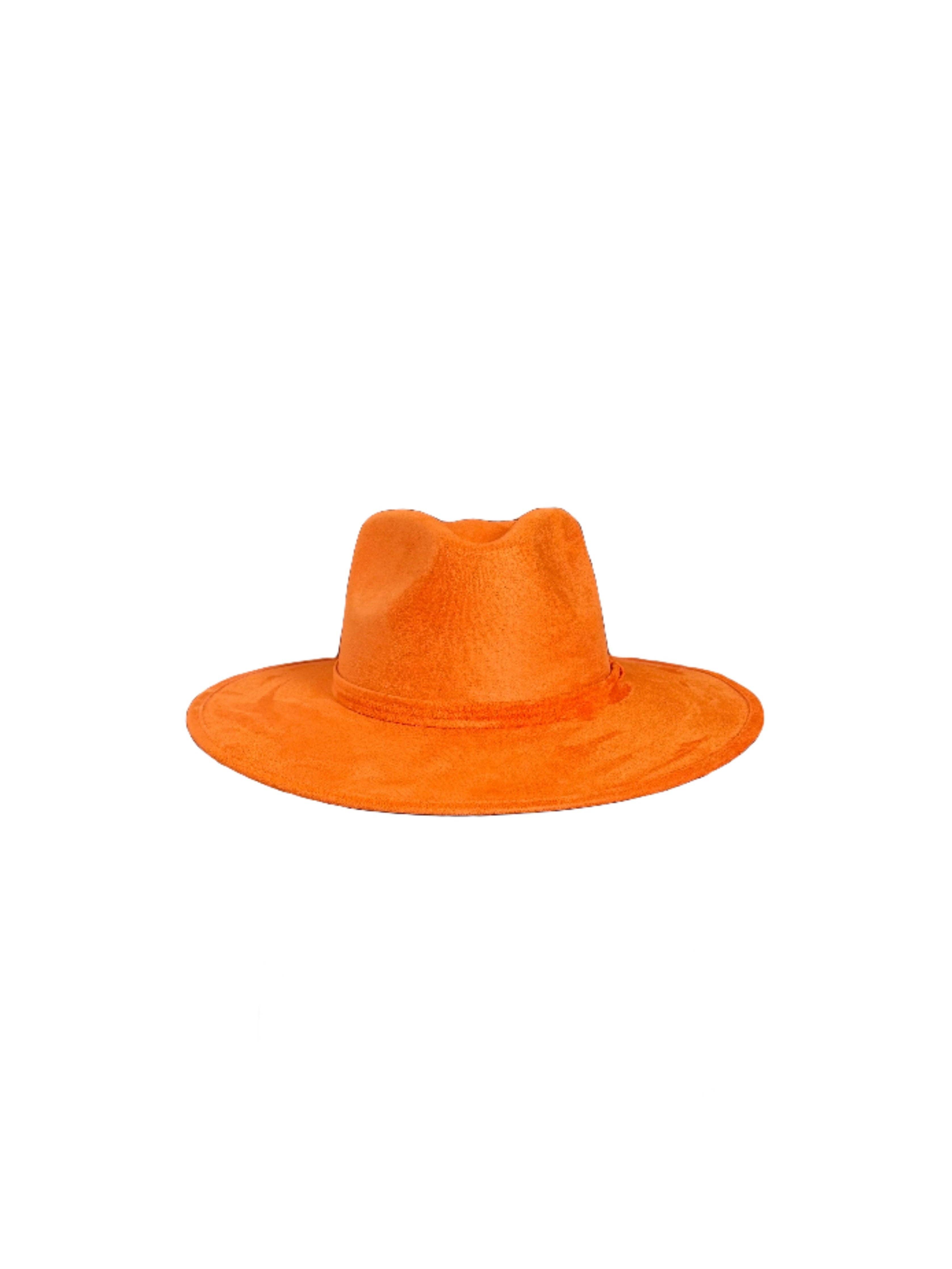Wilder and Soul Wholesale Hats - Wholesale Fedora - Women's - Vegan Suede Rancher Hat - Bright Orange1