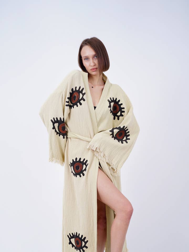 Artesanal Evil Eye Festival de Boho Kimono, Boho Beachwear por atacado de Bodho