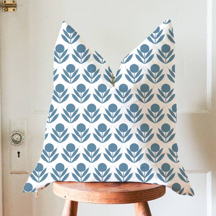 Linen Pillow Cover in Scandinavian Floral Inspired Pattern for wholesale by Muse Textiles