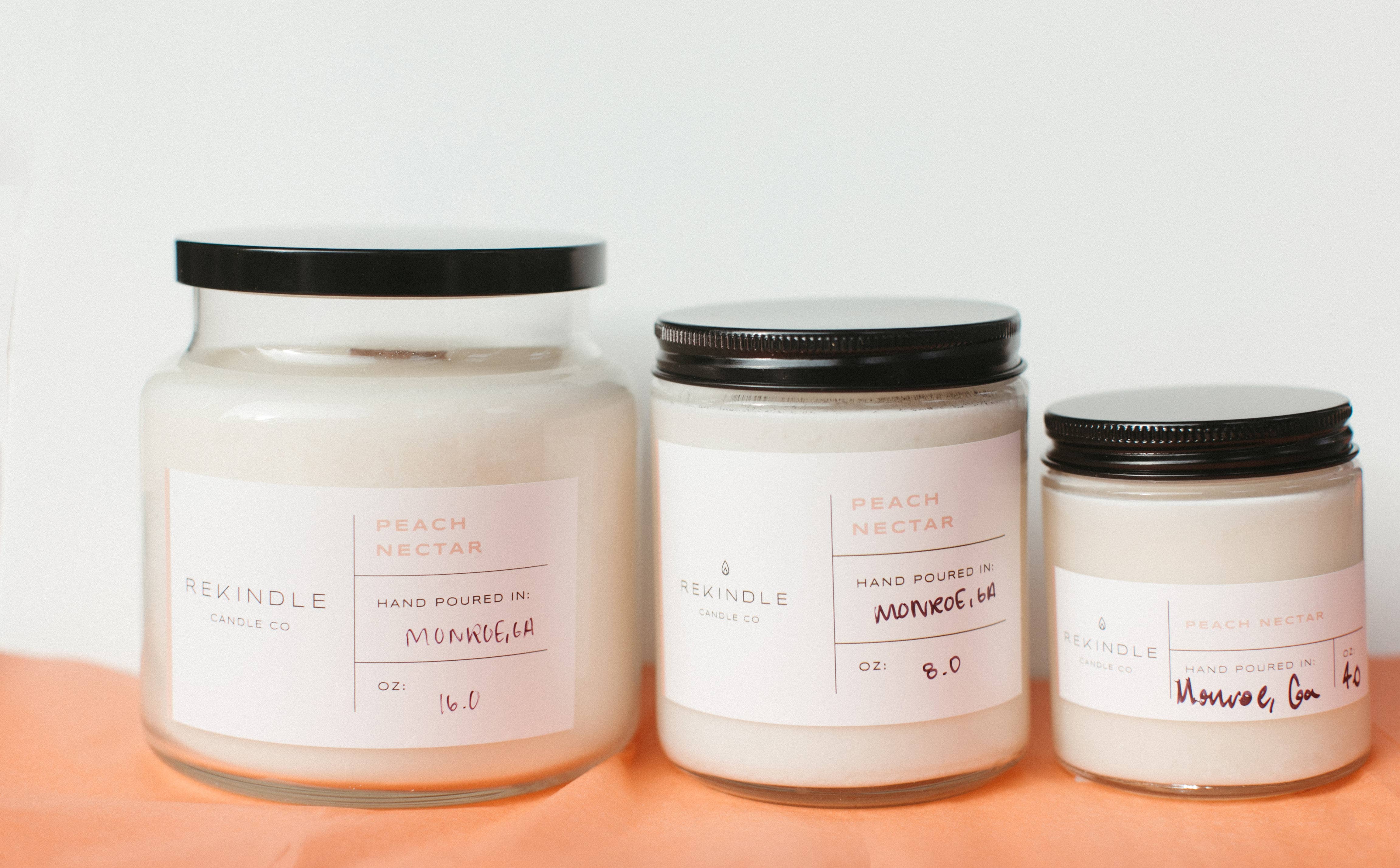 Rekindle Candle Co - Wholesale Jar/Filled Candle - Peach Nectar Soy Candle (Discontinued)3