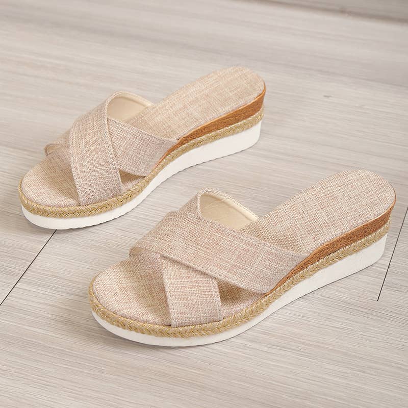 Comely Fashion - Wholesale Sandals - Women's - Criss Cross Straps Wedge Slippers9