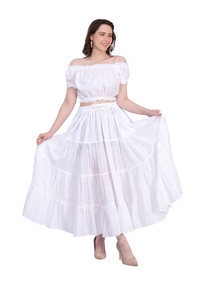 Wevez - Wholesale Skirt - Women's - Women's 8 Yard Solid Belly Cotton Fabric Casual long Skirts11