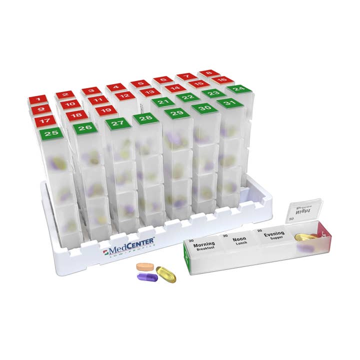 Medcenter Systems - Wholesale Pill Organizer - MedCenter 31 Day XL Pill Organizer with 4 Compartment