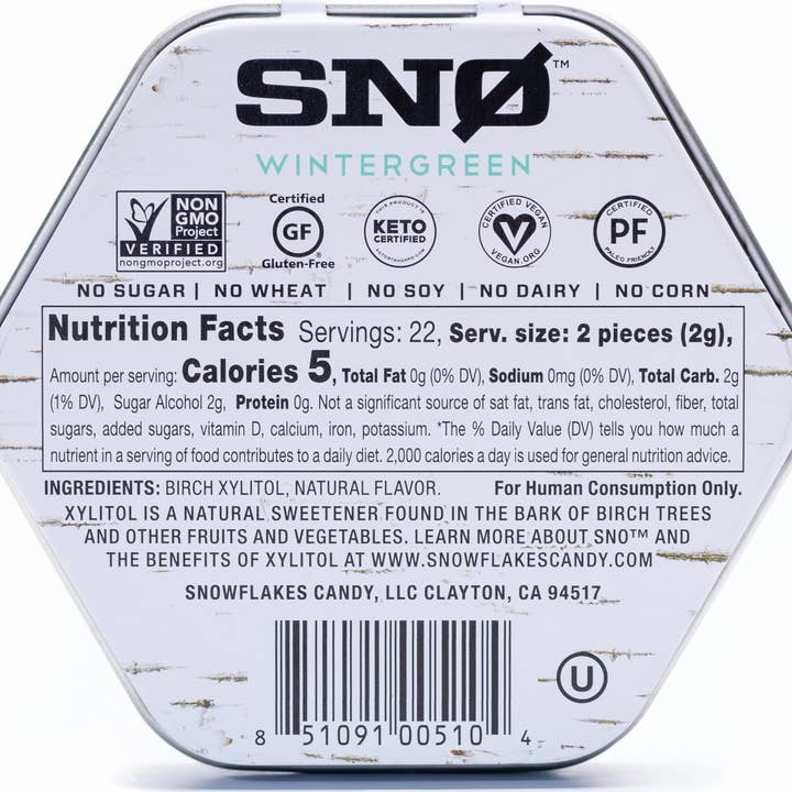 SNØ - Venta al por mayor Golosinas duras - Wintergreen - Candy sin azúcar - Keto y vegano | 6 latas1