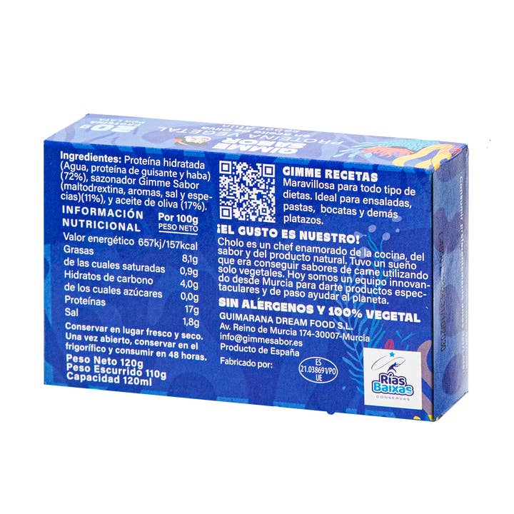 Gimme Sabor - Wholesale Shelf Stable Prepared Meal - Vegan Tuna Gimme Flavor in Olive Oil – 120 g1