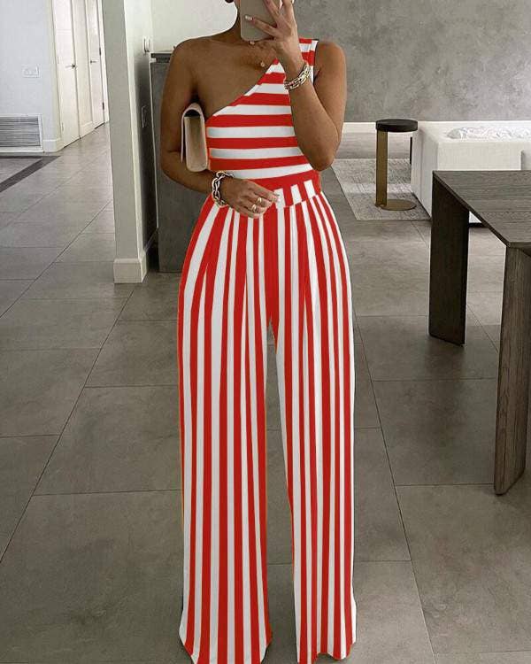 Flarix - Wholesale Jumpsuit - Women's - one shoulder striped colorblock jumpsuit2