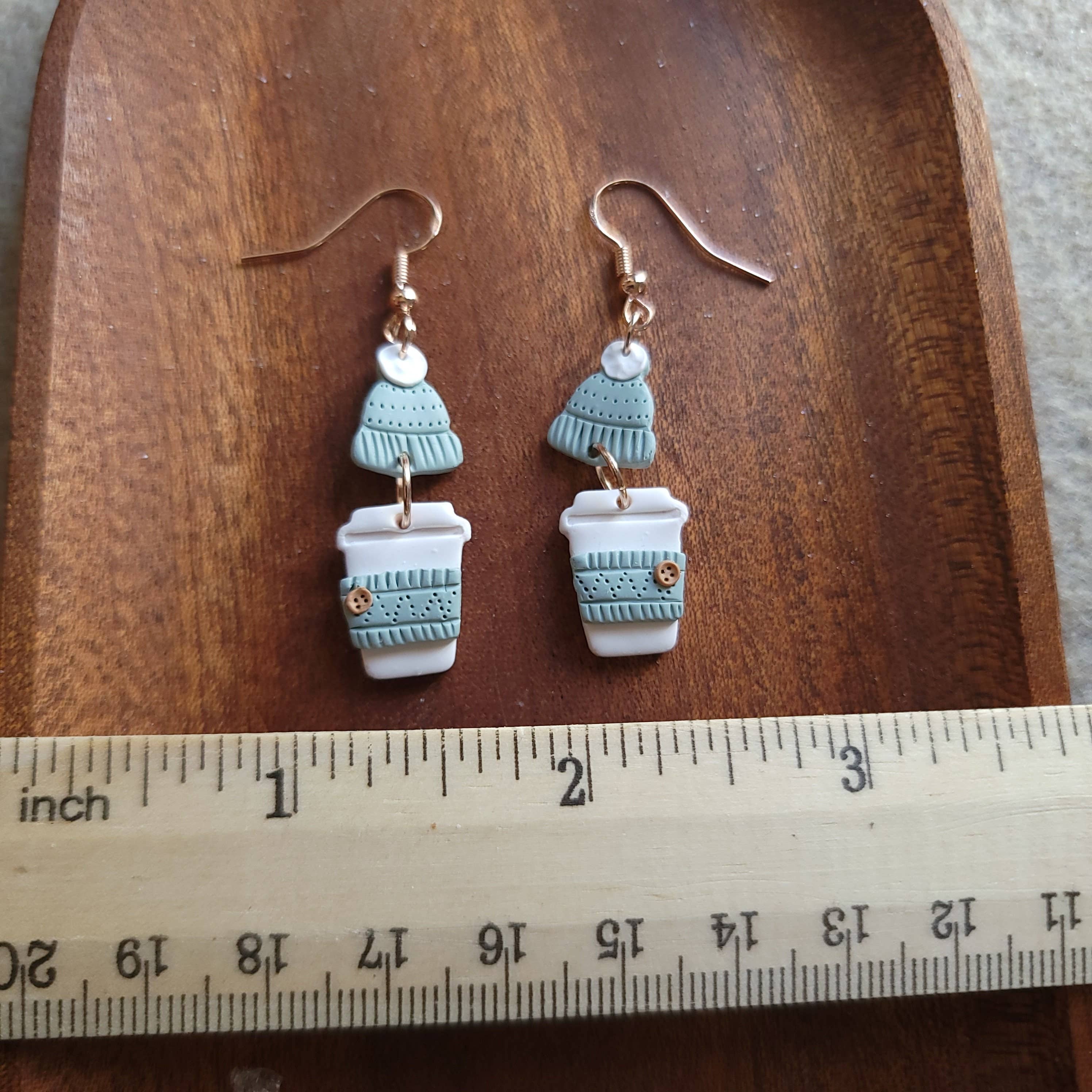 Foxy Method - Wholesale Dangle Earrings - Coffee Cup Earrings, Sweater Weather Sage Green3