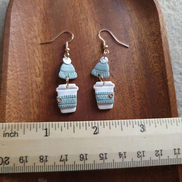 Foxy Method - Wholesale Dangle Earrings - Coffee Cup Earrings, Sweater Weather Sage Green3