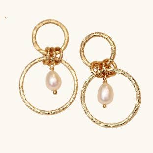 Boucles d'oreilles Laura anneau perles d'eau douce pour la vente par Kariboobijoux