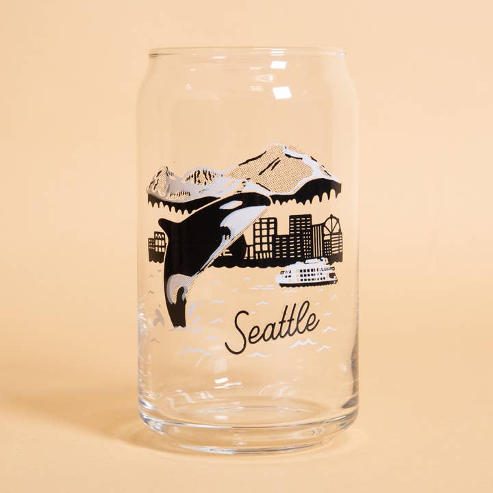 Seattle Orca Skyline Beer Can Glass for wholesale by Tender Loving Empire