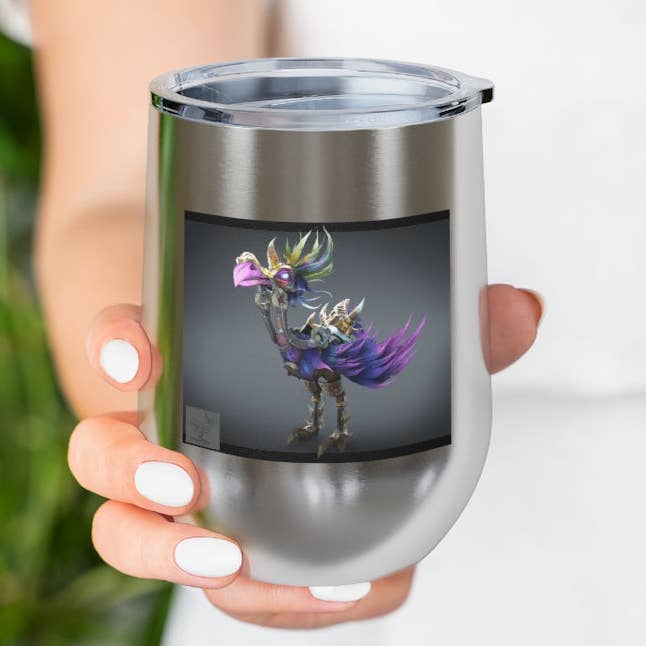 Squawkers the Ostrich Mount 12oz Insulated Wine Tumbler for wholesale by Marick Booster