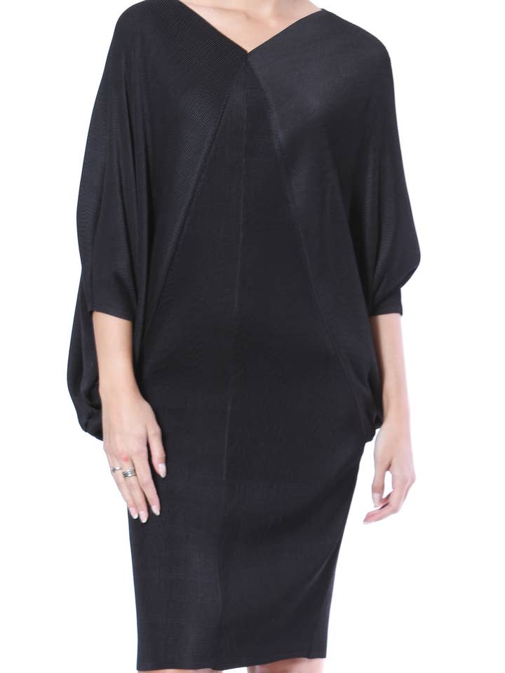 Pleated Dolman LBD for wholesale by Luxe & Leather by Madonna & Co