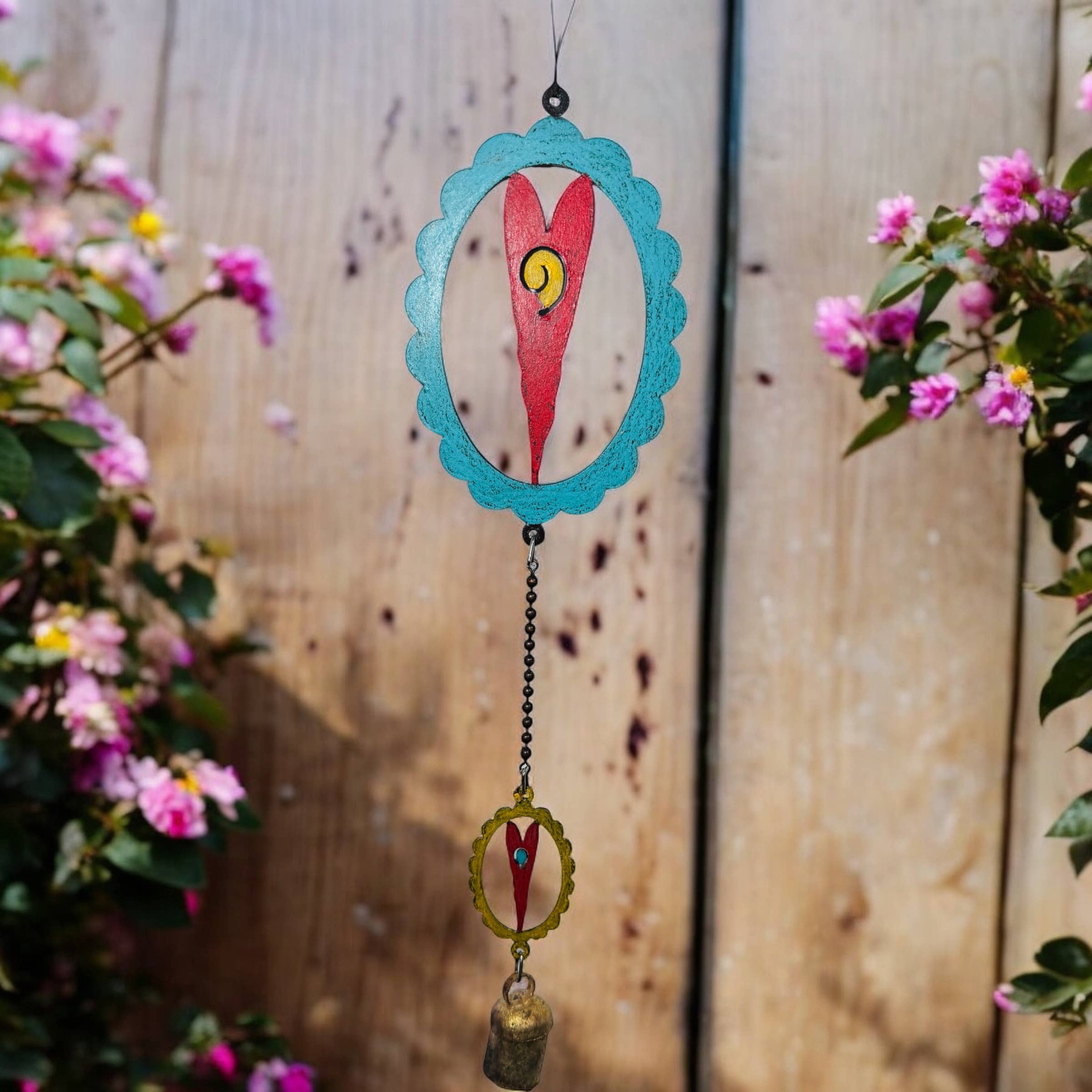 Whimsies – wholesale Vindspel – Hjärta vindspel Hjärtlig återvunnen metallgåva trädgårdsälskare0