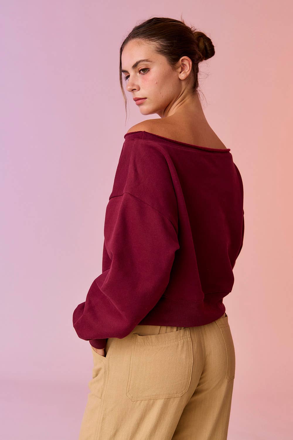 Papermoon - Wholesale Sweatshirt - Women's - PT17835 - Alina Off Shoulder Cropped Sweatshirt11