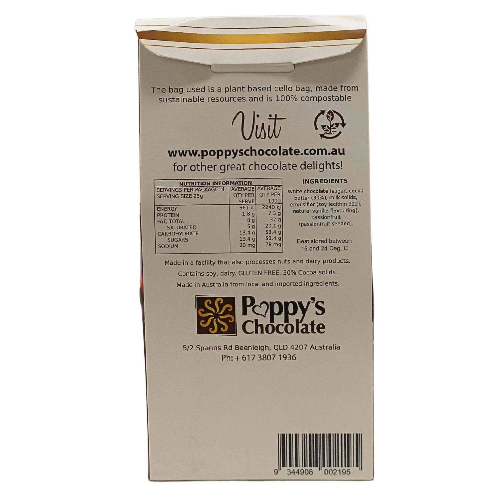 Poppy's Chocolate - Wholesale Chocolate bar - Passionfruit and White Chocolate Bark 100g3