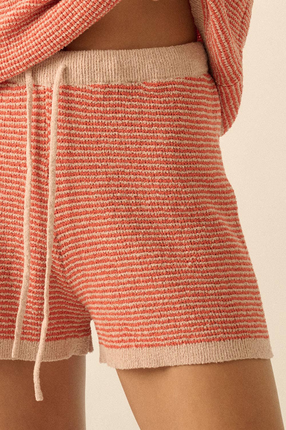 Promesa USA - Wholesale Shorts - Women's - Striped Knit Wide-Leg Drawstring Sweater Shorts25