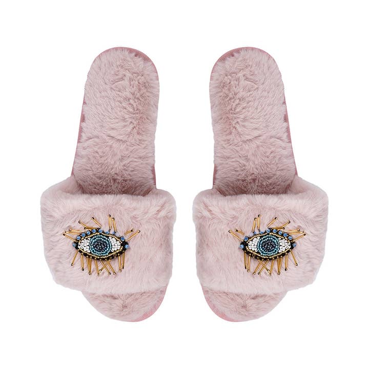 limlim - Wholesale Slippers - Women's - BEADED EVIL EYE SLIPPERS