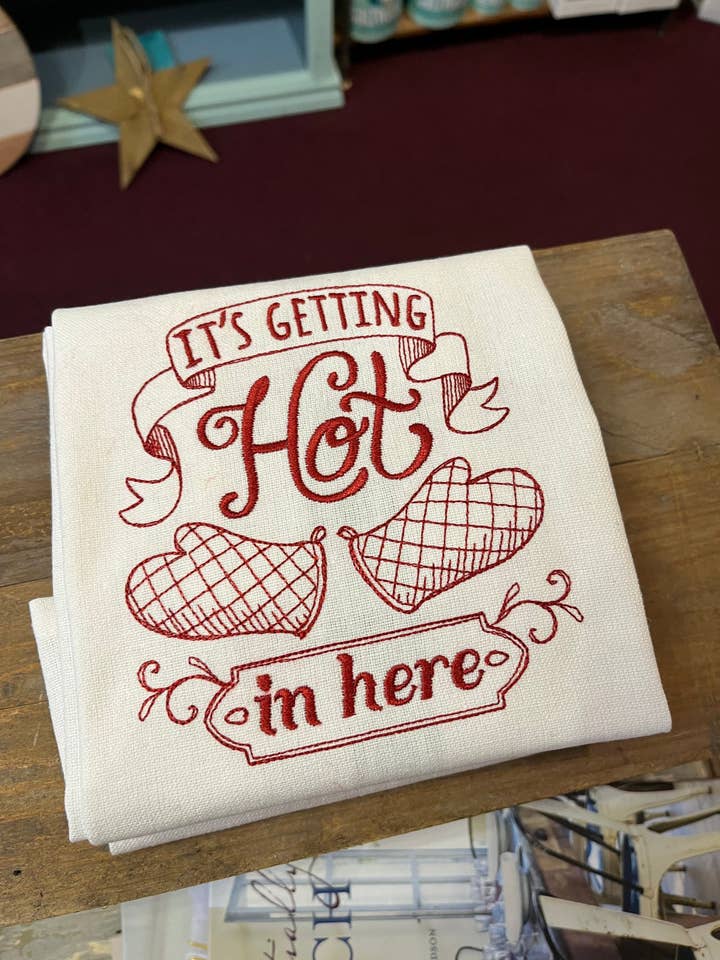 It’s Getting Hot, Baker Gifts For Women, Firefighter Gift, Decorative Tea Towel, Funny Kitchen Towels, First Home Gift, First Apartment Gift for wholesale by Linkster Love
