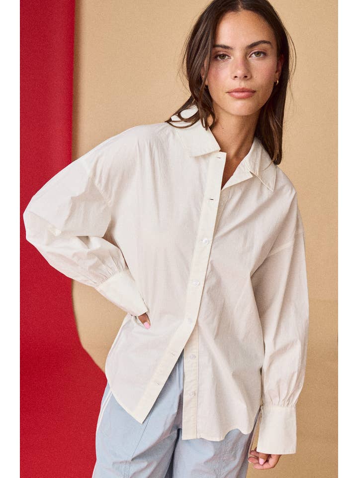 Papermoon - Wholesale Shirt - Women's - PT51052 - Oversized Button-Down Shirt - Cream6