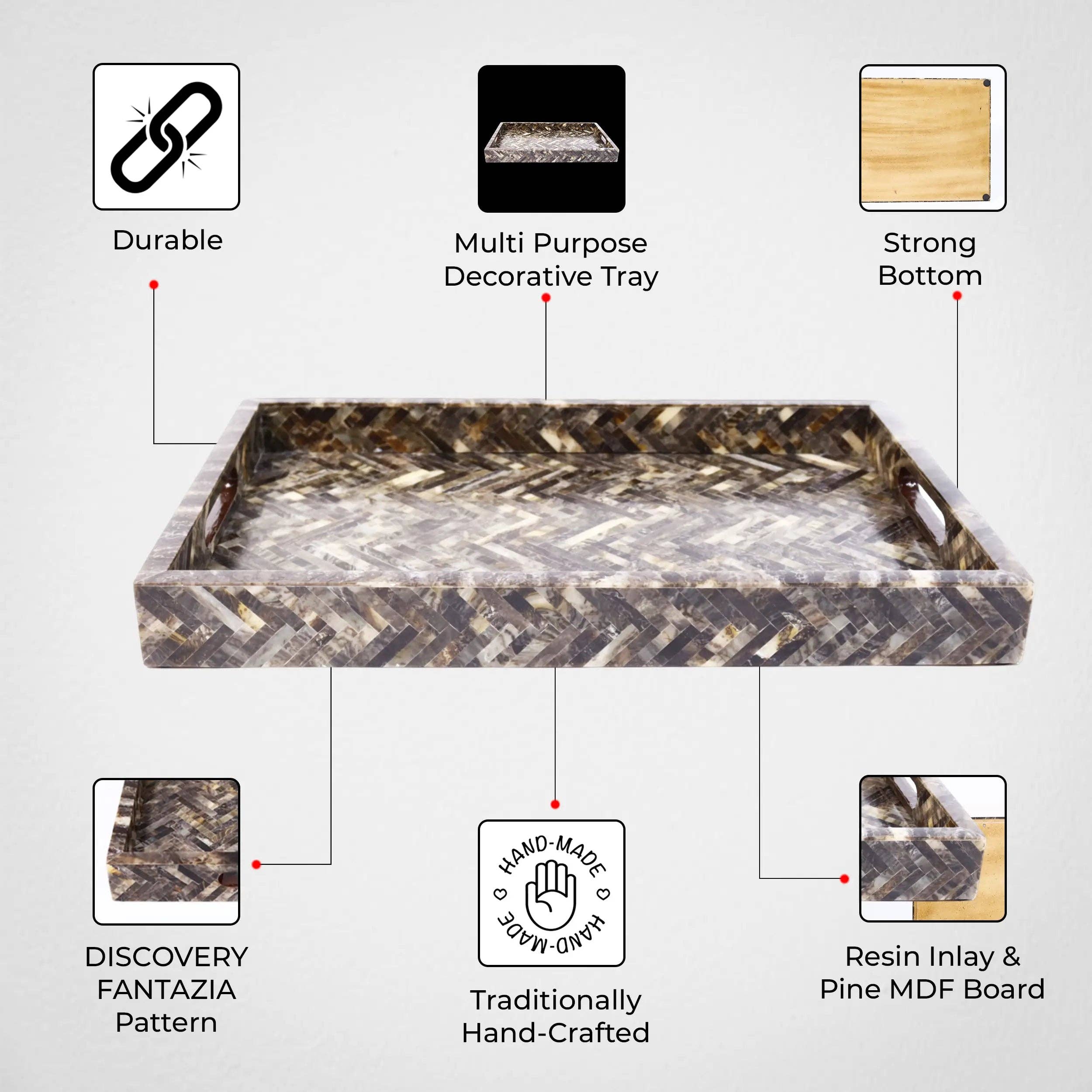 Muqeem & Brothers - Wholesale Decorative Tray - Decorative Trays Discovery Fantazia Resin Inlay Collection2