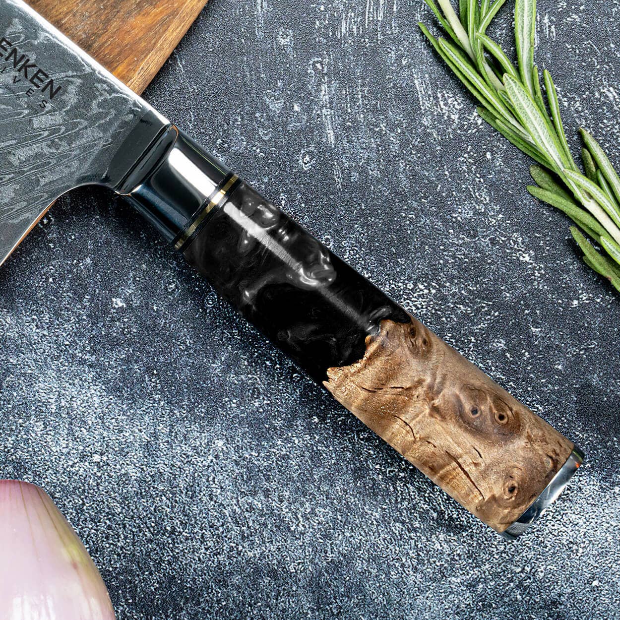 Senken Knives - Wholesale Knife Set - 7-Piece "Tsunami" Japanese Damascus Knife Set, Black Resin 9