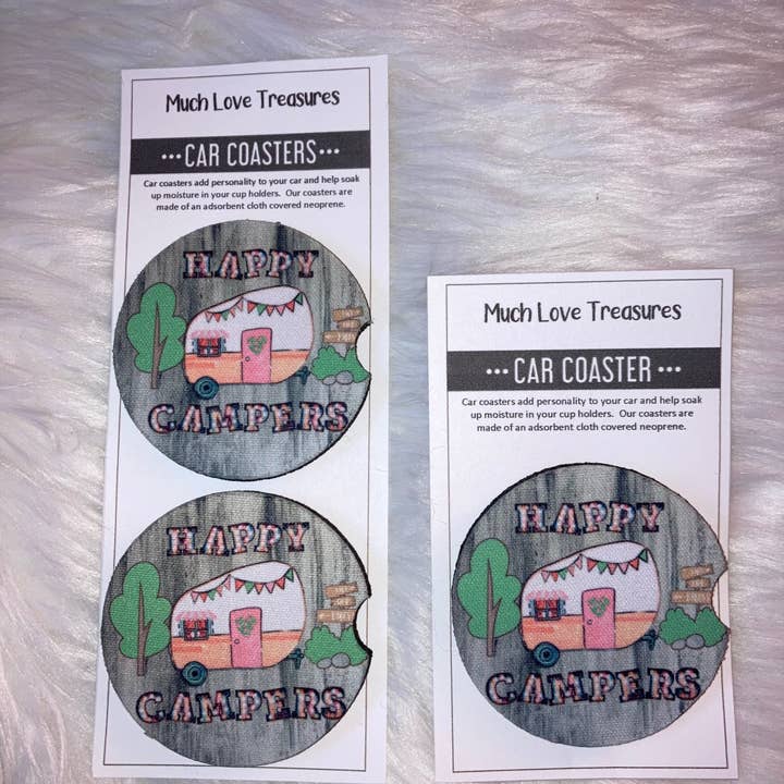 Happy Campers Car Coaster for wholesale by Much Love Treasures