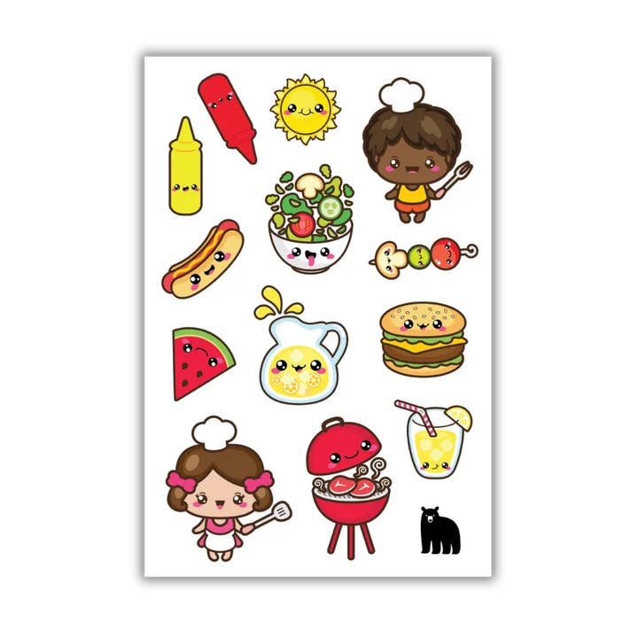 BBQ dans la cour pour la vente par Four Bears Sticker Club