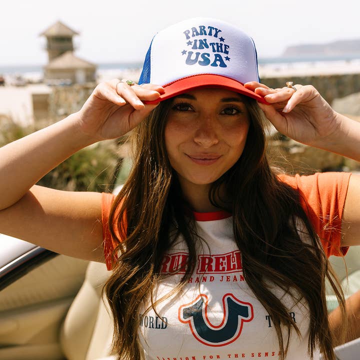 Ruby Moon - Wholesale Trucker Hat - Women's - Party In The USA Foam Trucker Hat- 4th Of July Hat1