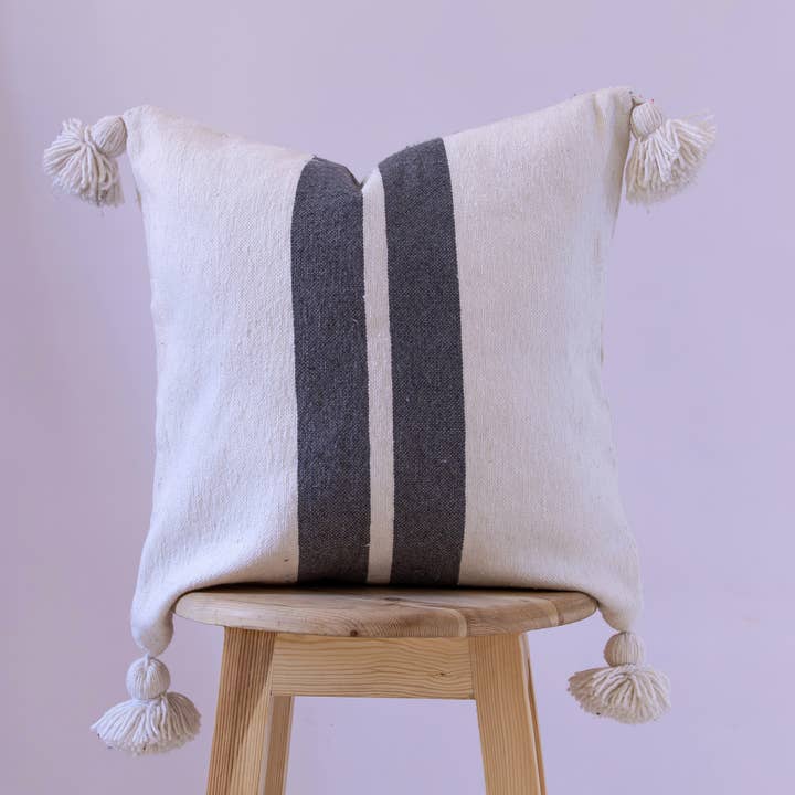 Marockansk Bomull Kuddar-Vardagsrum Kudde-Vit och grå för wholesale av woolsouk ( We handle U.S. import procedures for you )