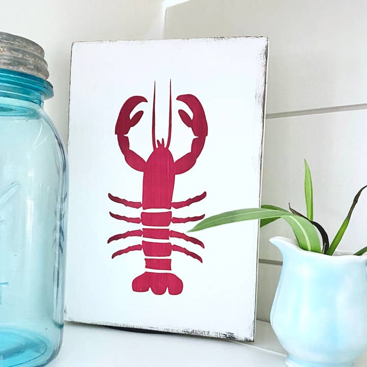Lobster Sign, nautical decor, seafood restaurant, beach sign for wholesale by Anchored Soul Designs