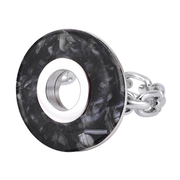 Black Acetate Circle Silver Ring for wholesale by ORUS BIJOUX