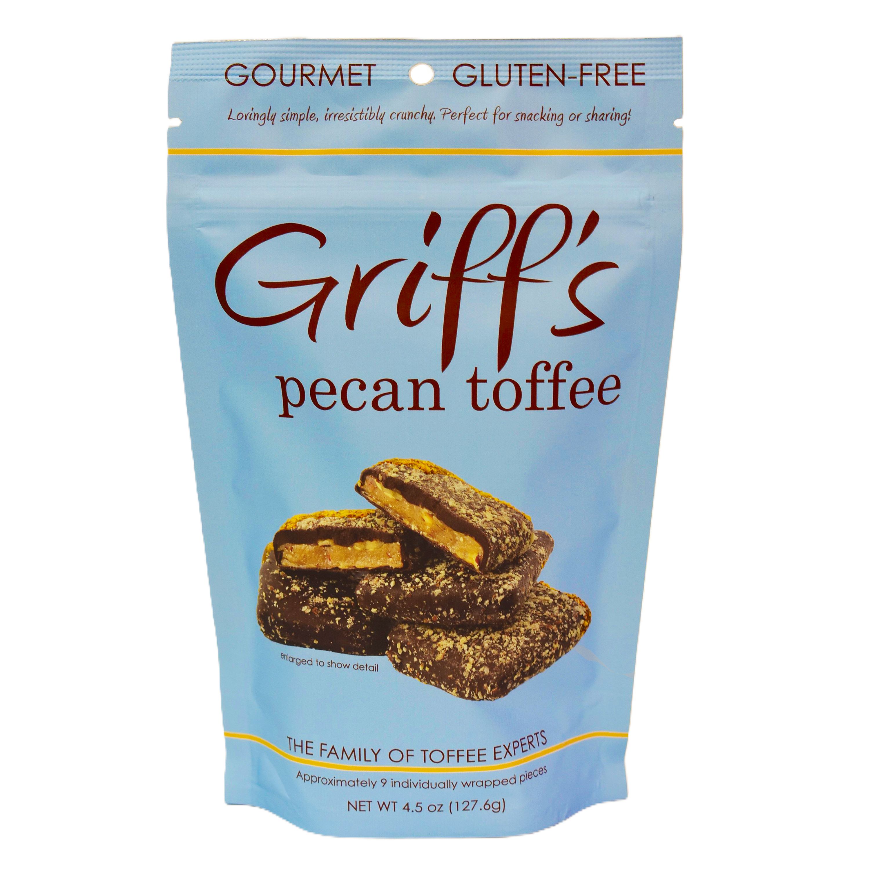 Griff's Toffee - Wholesale Toffee - Griff's Pecan Toffee - 4.5oz bag1