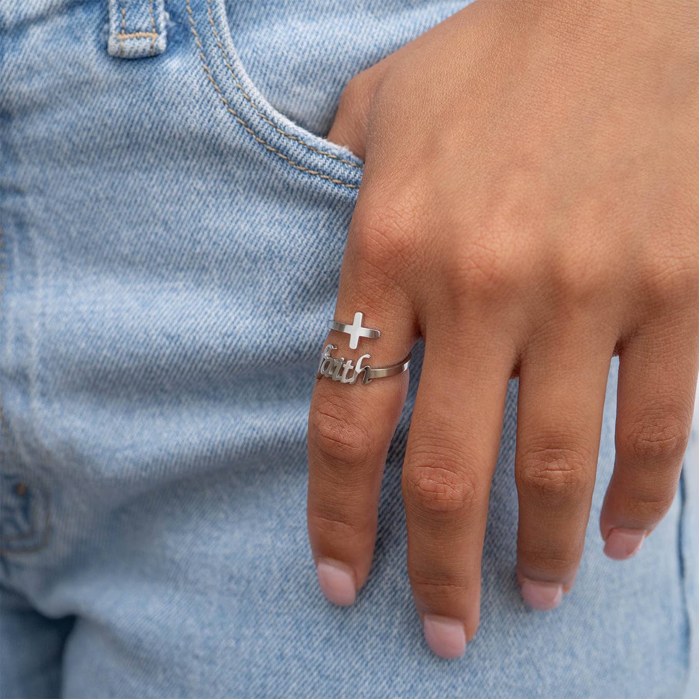 WJW – wholesale Cocktail/statement ring – 18K Gold PVD Adjustable "Faith" Ring5