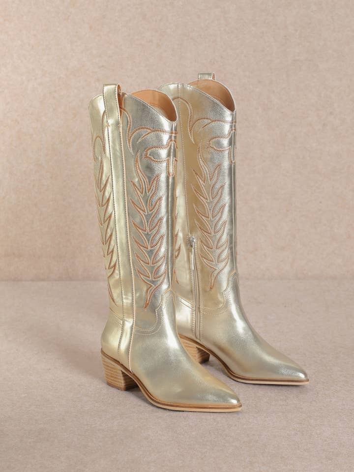 CCOCCI - Vente Bottes de cowboy – femme - Bottes western hautes en suède synthétique avec broderie12