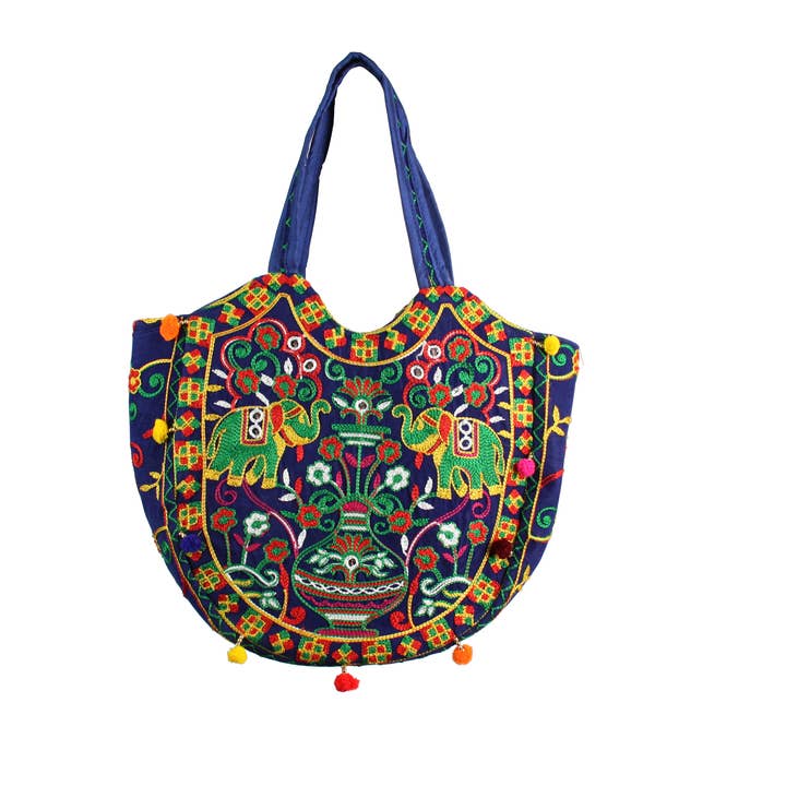 Ladies India Handmade patchwork embroidered Tote Handbag for wholesale by Nima Accessories Inc