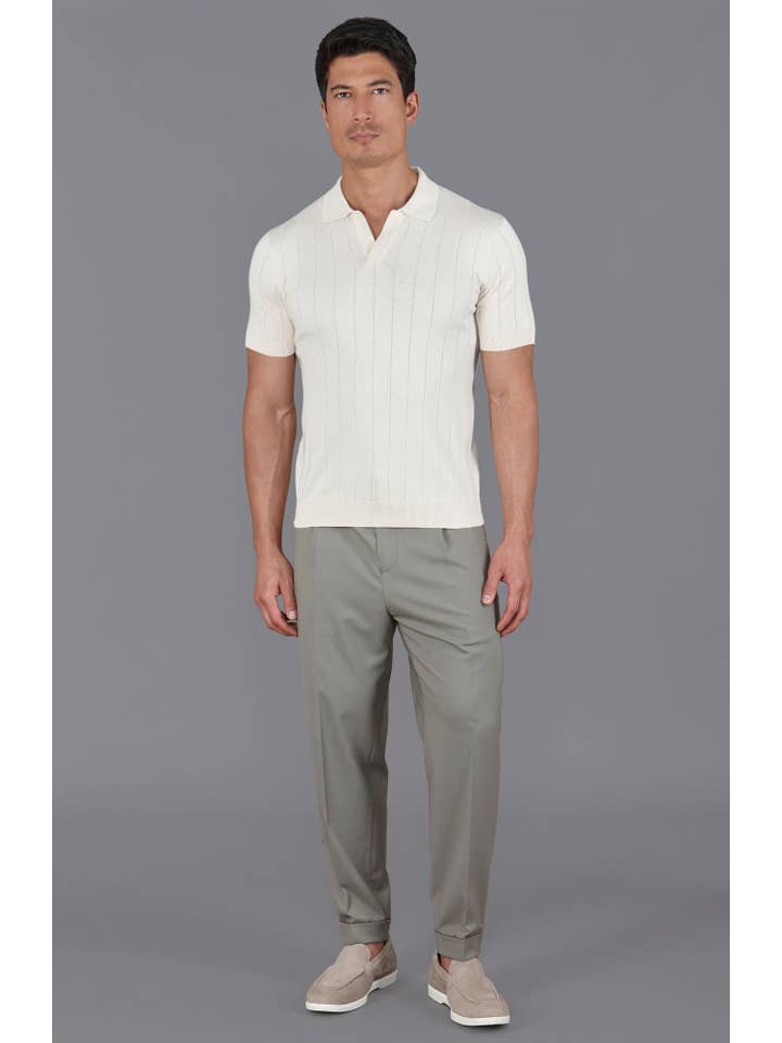 Paul James Knitwear - Wholesale Polo - Men's - Mens Ultra Fine Cotton Selection Knit Buttonless Polo Shirt9