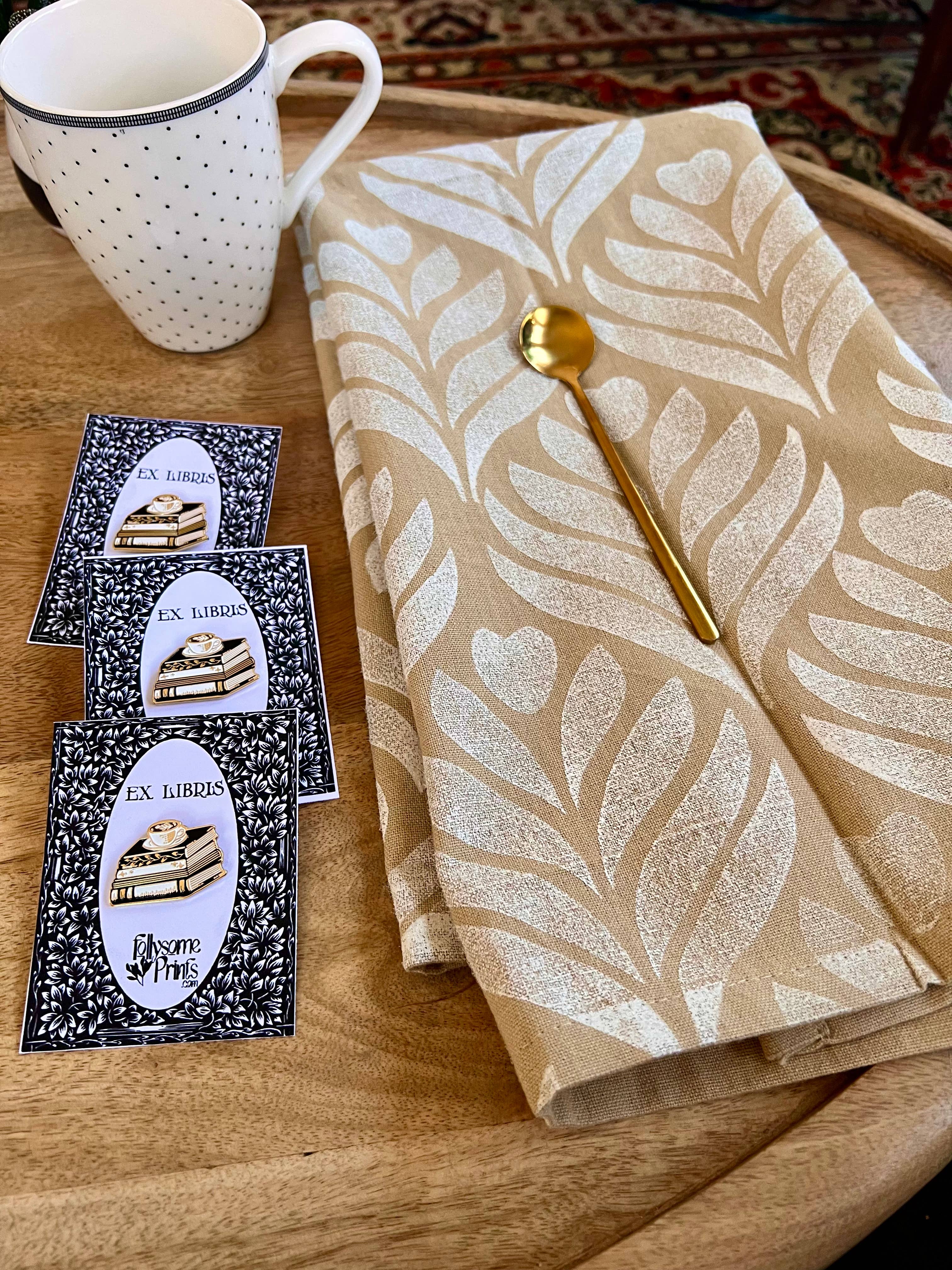 Follysome Prints - Wholesale Lapel Pin/Button - Books and Coffee Enamel Pin - Ex Libris3