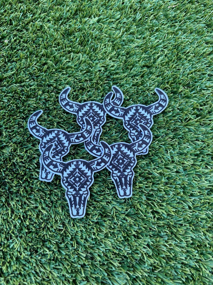 Trendy Aztec Steer Skull Patch for wholesale by Eric Hill Designs, LLC