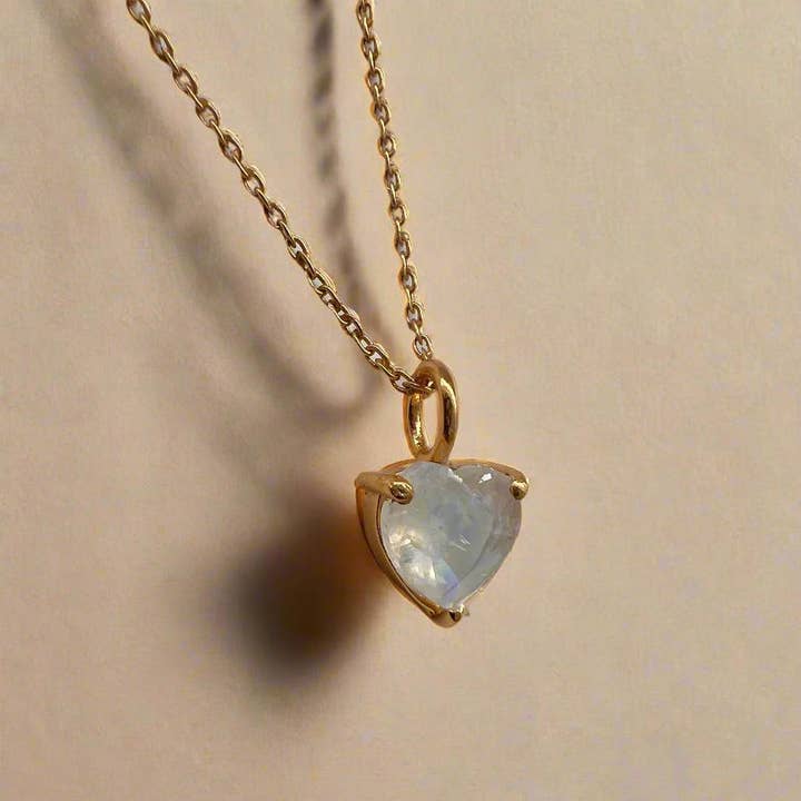 Gold Lunar - Wholesale Pendant/Charm Necklace - June Birthstone Chain Necklace Moonstone 18k Gold Plated