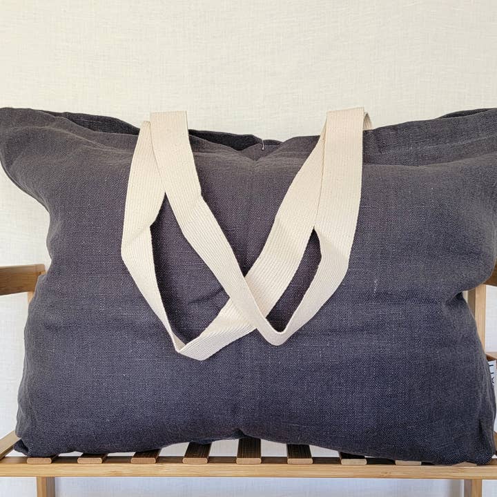 LATT - Wholesale Tote Bag - Unisex - Natural linen tote bag with pocket, large linen beach bag0