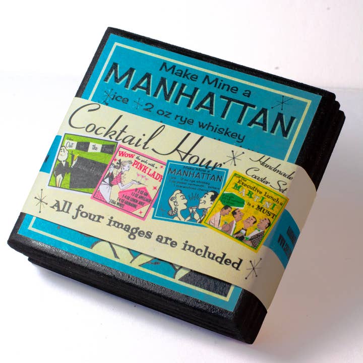 Cheltenham Road - Wholesale Coasters - Retro Cocktail Recipe Drink Coaster Set1