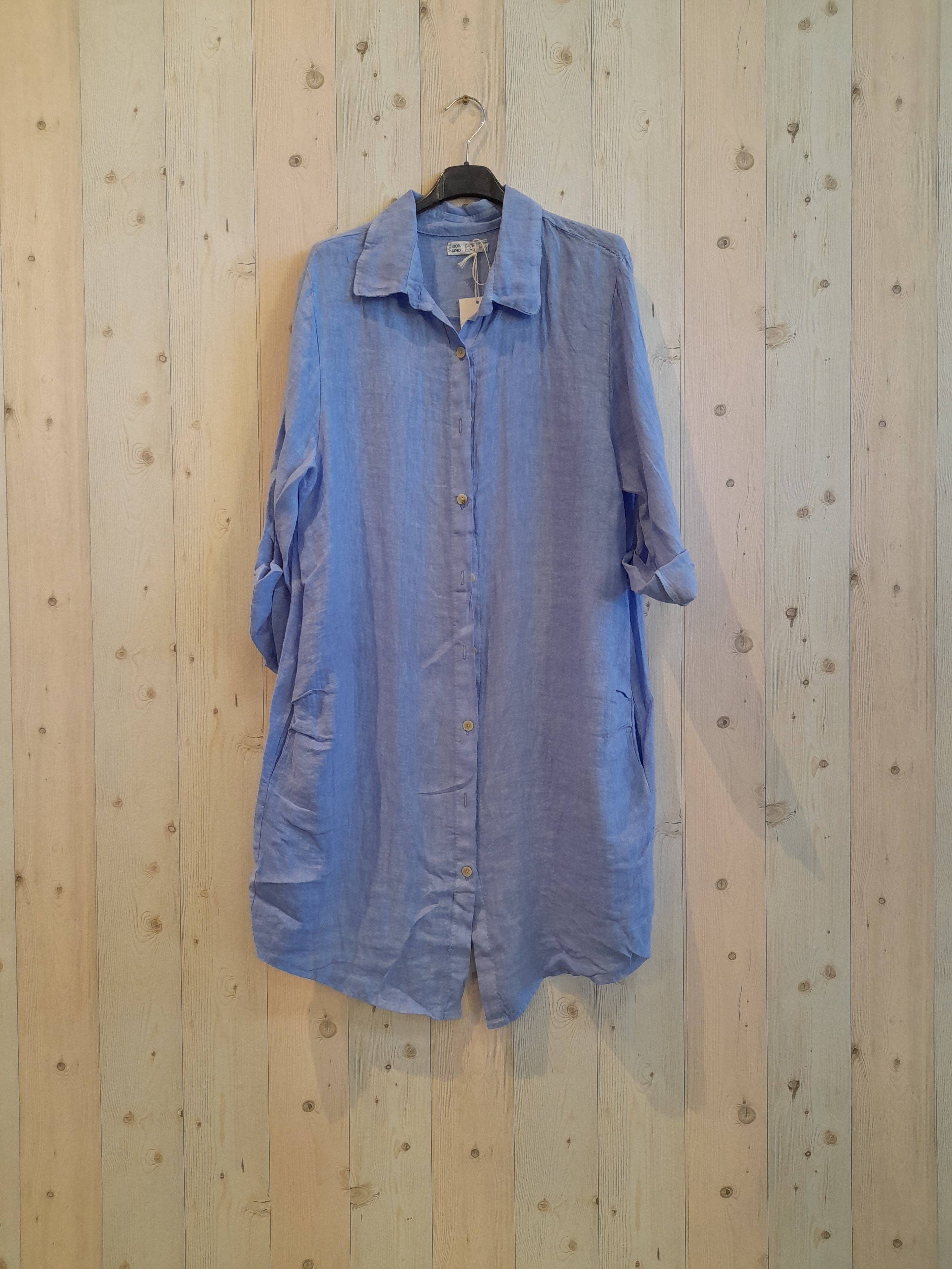 Linen & More – Engroshandel Skjorte med buttondown – til kvinder – REF 89075 kort skjortekjole i 100 % hør9