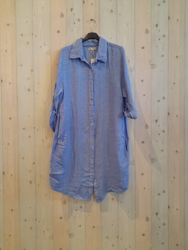 Linen & More – Engroshandel Skjorte med buttondown – til kvinder – REF 89075 kort skjortekjole i 100 % hør9