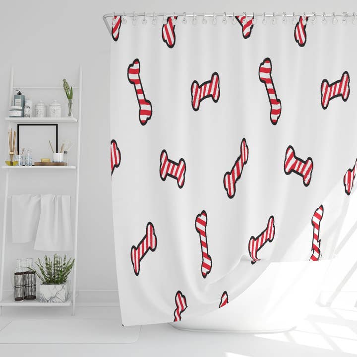 Dog Bone (shower curtain) for wholesale by Benjamin Tate Design